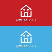 diseño de logotipo inmobiliario, vector de logotipo de casa, diseño de logotipo de casa y hombre