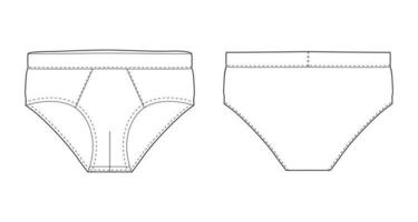 Brief pants underwear isolated technical sketch. Vector illustration of men underpants.