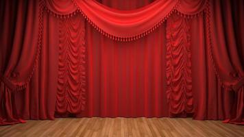 red velvet curtain opening the scene photo