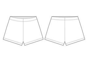 Shorts technical sketch. Unisex outline shorts pants. vector