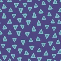 Triangle seamless pattern on blue backdrop. Trendy vector background