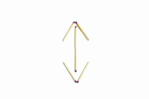 The figure of a double-sided arrow on a white background, lined with matches. Isolate. photo