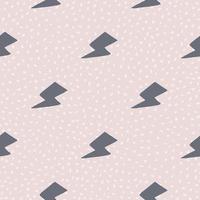 Creative black thunder backdrop seamless pattern on light pink background. Thunderbolt wallpaper. Lightning bolts. vector