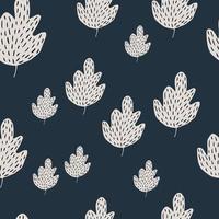 Simple oak seamless pattern on dark background. Scandinavian style foliage backdrop. vector