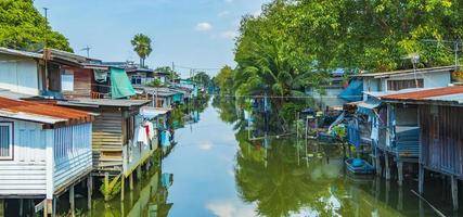 Life along Prem Prachakon canal river Don Mueang Bangkok Thailand. photo