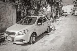 Playa del Carmen Mexico 02. February 2022 Mexican silver car in Donaldo Colosio Playa del Carmen Mexico. photo