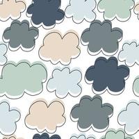 Hand drawn simple clouds seamless pattern. Rain backdrop. vector