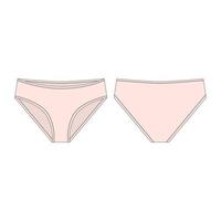 Light pink underpants for girls isolated on white background. Lady lingerie technical sketch. vector