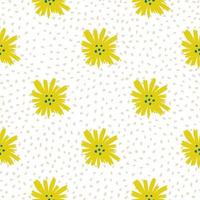 Chamomile flowers seamless pattern. Daisy pattern in doodle style on white background. vector