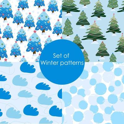 Set of winter patterns. Seamless Christmas pattern.