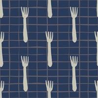 Geometric fork seamless pattern on line background. Kitchen textiles wallpaper. vector