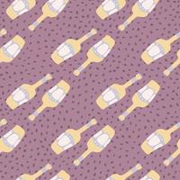 Abstract alcohol rum bottles. Doodle glass bottle seamless pattern. vector