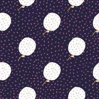 White red dotted balloons ornament seamless doodle pattern. Navy blue dark background with dots. vector