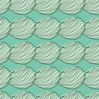 Hand drawn abstract outline foliage seamless pattern. Doodle elements on turquoise background. vector