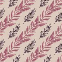 Purple and lilac contoured outline floral branches seamless pattern. Vintage creative print on light grey background. vector