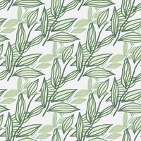 Outline branches silhouettes botanic isolated seamless pattern. Floral backdrop with white background. vector