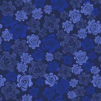 Seamless pattern with blue roses. Hand drawn rose wallpaper. vector