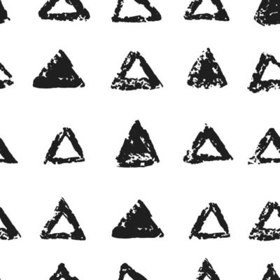 Triangle shapes grunge texture seamless pattern on white background.