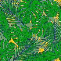 Seamless pattern with monstera line leaves. Tropical pattern, botanical leaf wallpaper. vector