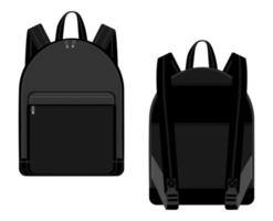 Black backpack vector illustration technical drawing. Backpacks for schoolchildren