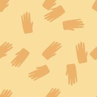 Hand shapes seamless pattern in simple style on yellow background. Silhouette of a human hands wallpaper. vector