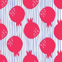 Red pomegranate fruit seamless pattern for textile design. Geometric pomegranates wallpaper vector