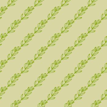 Forest branch with leaves seamless pattern. Linear foliage backdrop. vector