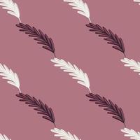 Minimalistic style seamless nature pattern with organic white and purple eae of wheat print. Pastel purple background. vector