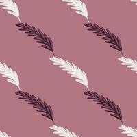 patrón de naturaleza sin costuras de estilo minimalista con estampado de trigo blanco y morado orgánico. fondo morado pastel. vector