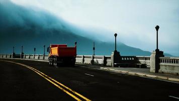 big lorry truck on the bridge photo