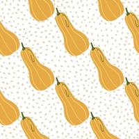 Isolated seamless pattern with pastel orange pumpin elements. White background with dots. Simple food backdrop. vector