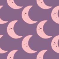 Geometric seamless pattern with cute character sleeping moon. n. vector