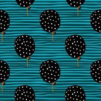 Black balloons elements with yellow dots seamless pattern. Blue stripped background. Holiday fun artwork. vector