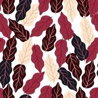 Botanical leaves wallpaper. Autumn foliage seamless pattern on white background. vector