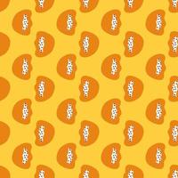 Funny seamless pattern with doodle abstract kids figures elements. Yellow background. Scandinavian style. vector