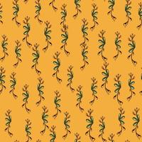 patrón abstracto sin costuras con pequeñas siluetas de ramas florales. fondo naranja pastel. vector