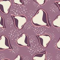 Ripe fruits seamless doodle pattern with random fig elements. Purple pastel background with splashes. vector