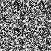 Seamless repeating pattern with silhouettes of palm tree leaves in black on white background. vector