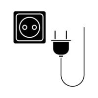 Glyph plug socket icon. Simple vector design illustration isolated