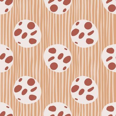 Tasty seamless doodle pattern with new year chocolate cookies. Orange stripped background. Delicious biscuit xmas treats.