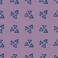 Abstract blue triangle seamless pattern on purple background. Geometric triangles wallpaper. vector