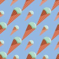 Small and middle ice cream elements seamless pattern. Blue backround. Food backdrop. vector