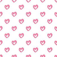 Simple geometric pink hearts seamless pattern on white background. vector