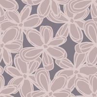 Geometric seamless pattern with simple flowers in sketch style. Floral endless wallpaper. vector