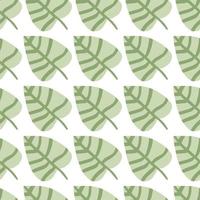 Geometric leaves seamless pattern on white background. Simple botanical backdrop. Foliage wallpaper. vector