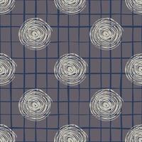 Lilac spirals seamless pattern. Purple background with check. vector