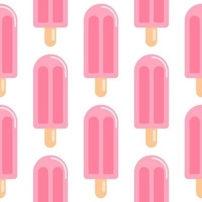 Isolated fruit ice seamless pattern. Food elements in bright pink colors on white background.