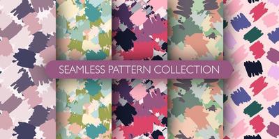 Set of graphic stylized seamless pattern with abstract spots. Hand drawn camoflage collection. vector