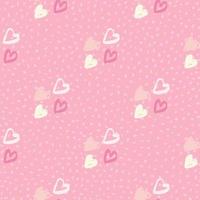 Valentine heart element seamless pattern. Pink background with dots. Love white ornament. vector