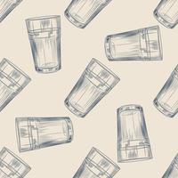 Highball glass seamless pattern. Collin glass backdrop. Engraving style. vector